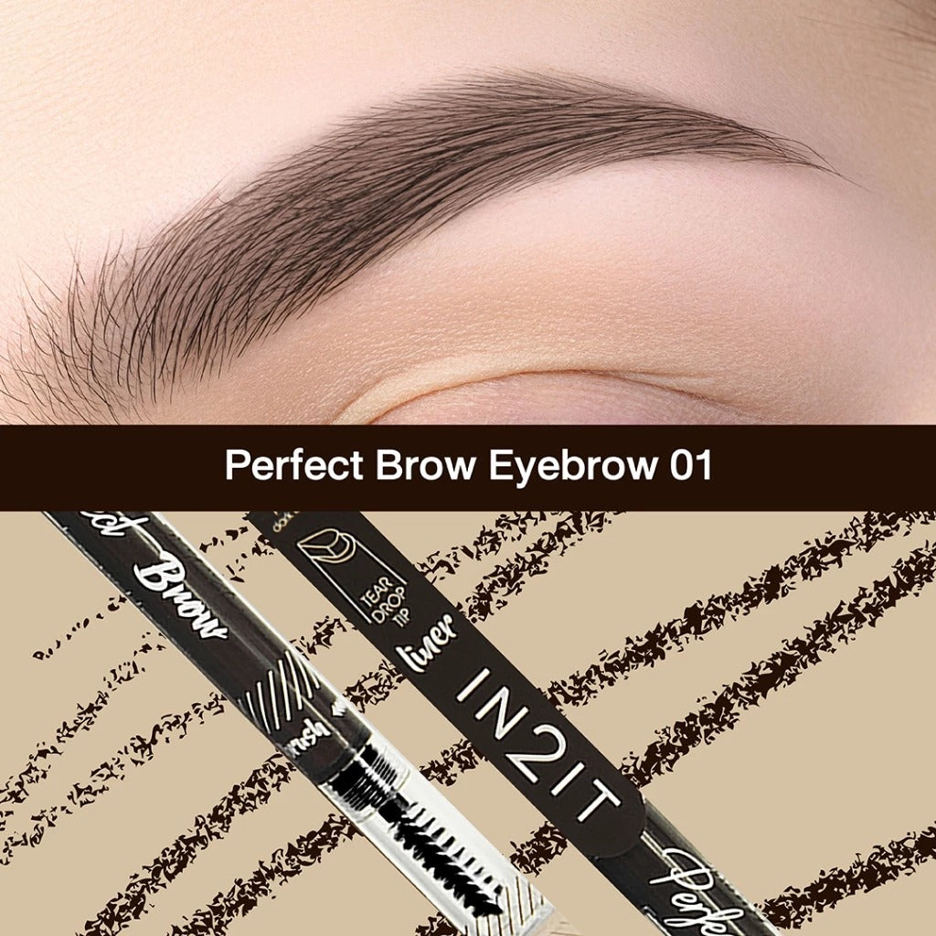 IN2IT Perfect Brow Eyebrow Liner | Pensil Alis Mekanik Tekstur Creamy | Natural Looking Finish | Pensil Alis Pemula